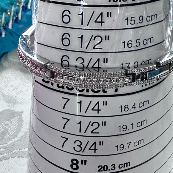 Vintage-Inspired Silver Crystal Bracelet Pave stones Panel Links 7-7.5 4343 - Picture 9 of 9